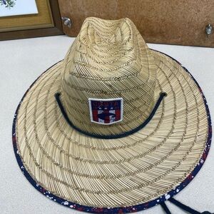 Costa Natural Straw Hat with Dark Blue Trim